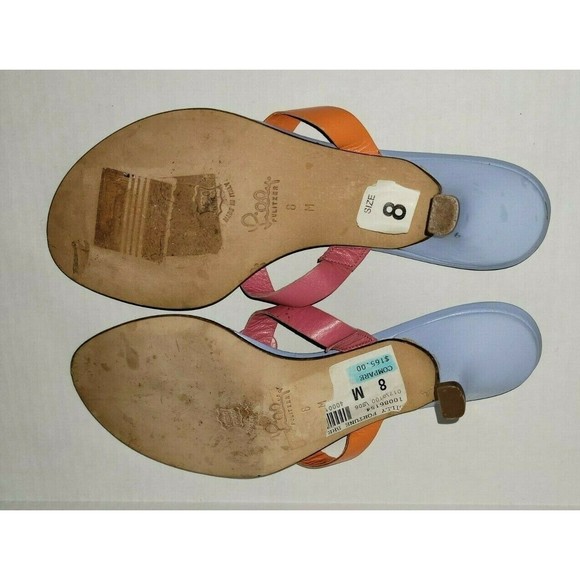 Lilly Pulitzer Leather Flower Sandals Slip On Italy Heel Thong Mule Size 8 - Picture 7 of 9